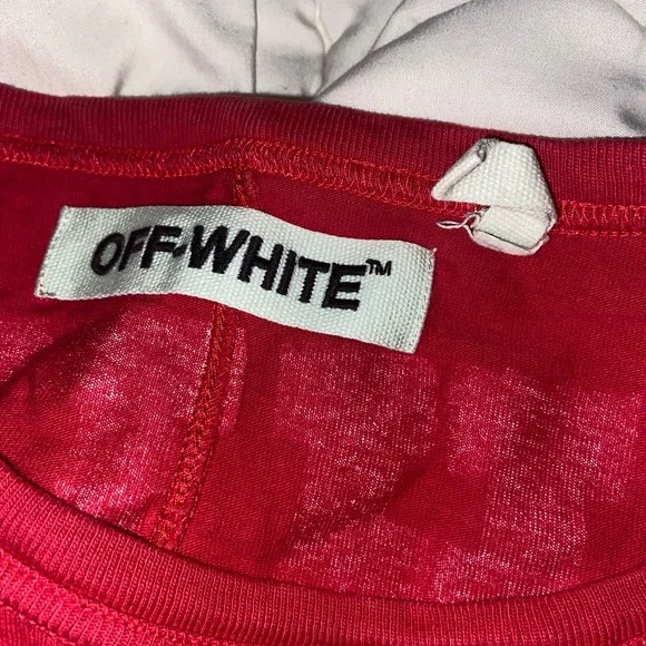Off white c/o Virgil Abloh Brushed Diagonal Red T Shirt Over sized M AUTHENTIC - Picture 2 of 6